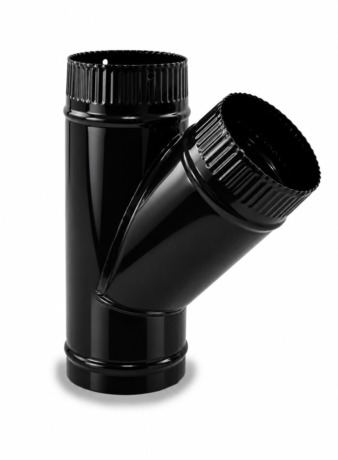 TE para chimeneas en Acero Negro Vitrificado (M-M-H) - Ángulo 45º - Serie Lisa