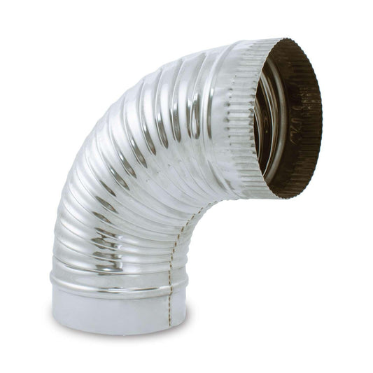 Codo Rizado para chimeneas en Acero Inoxidable - Ángulo 90º - Serie lisa