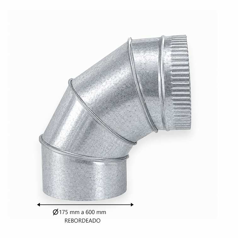Codo de Sectores para chimeneas en Acero Galvanizado - Ángulo 90º - Serie lisa