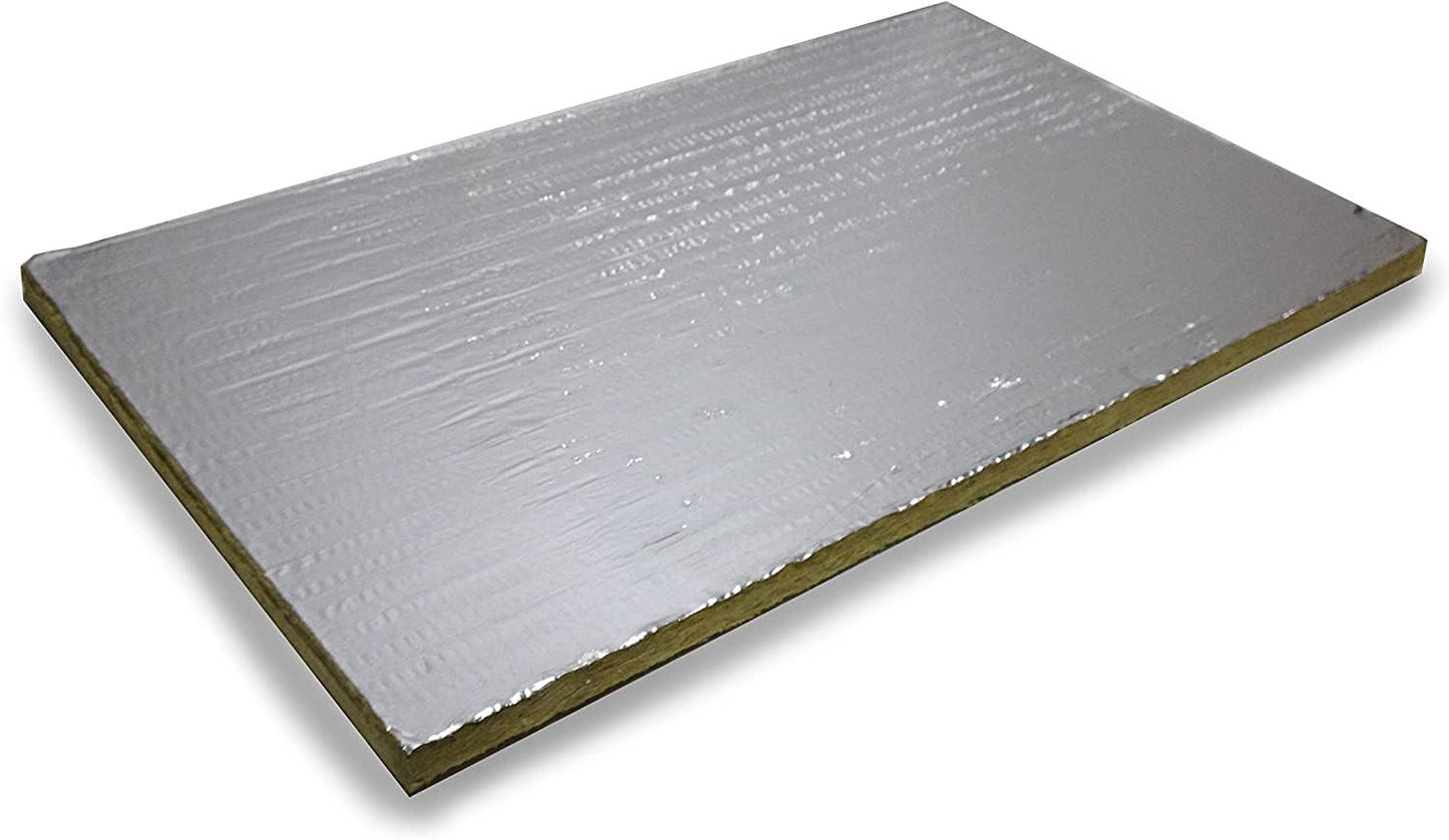 Panel de lana de roca 100kg/m3 de 100x60x3cm con cara de aluminio 40 micras - Aislante térmico y acústico para chimeneas,estufas,paredes,techos,conductos de ventilacion y cajones de persiana