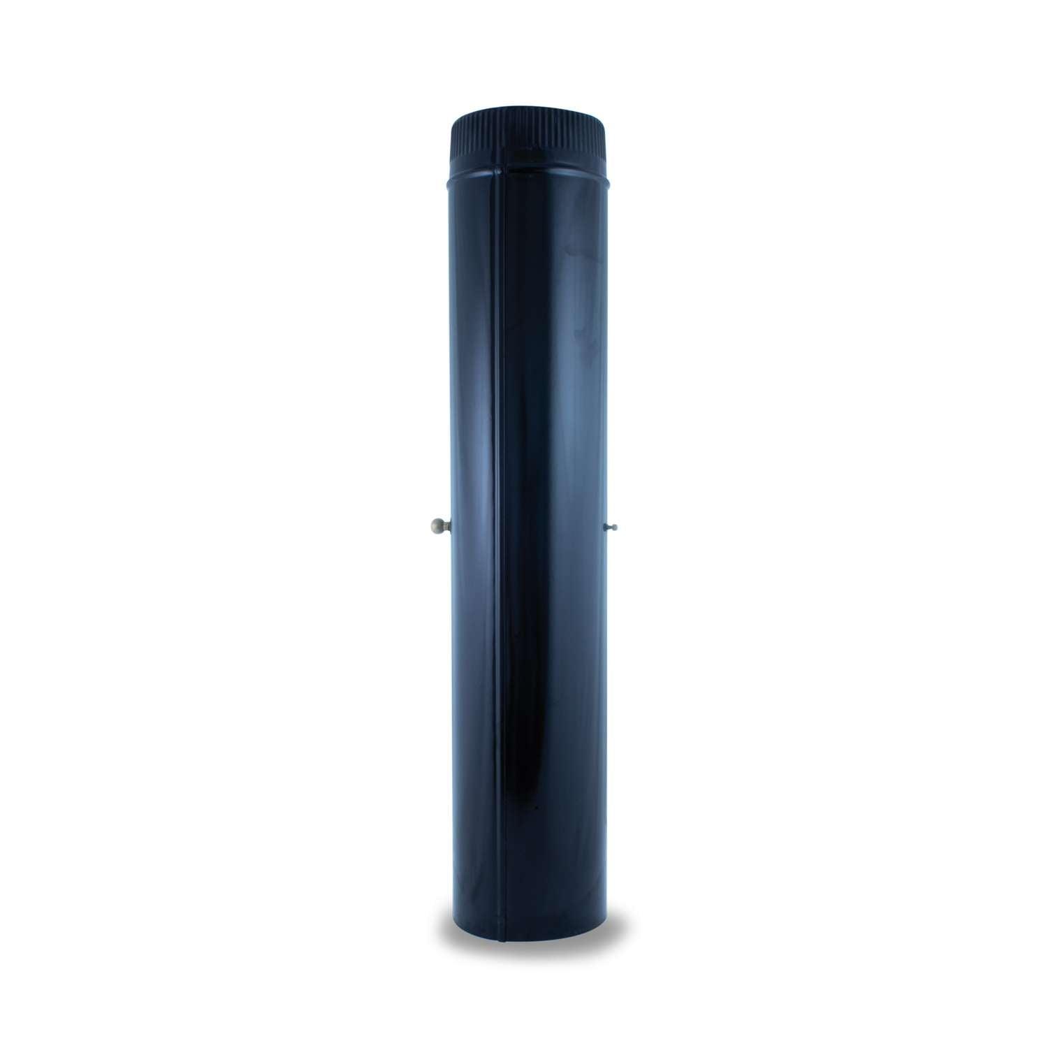 Tubo con Llave Reguladora para chimeneas en Acero Negro Vitrificado Longitud 1 m - Serie lisa