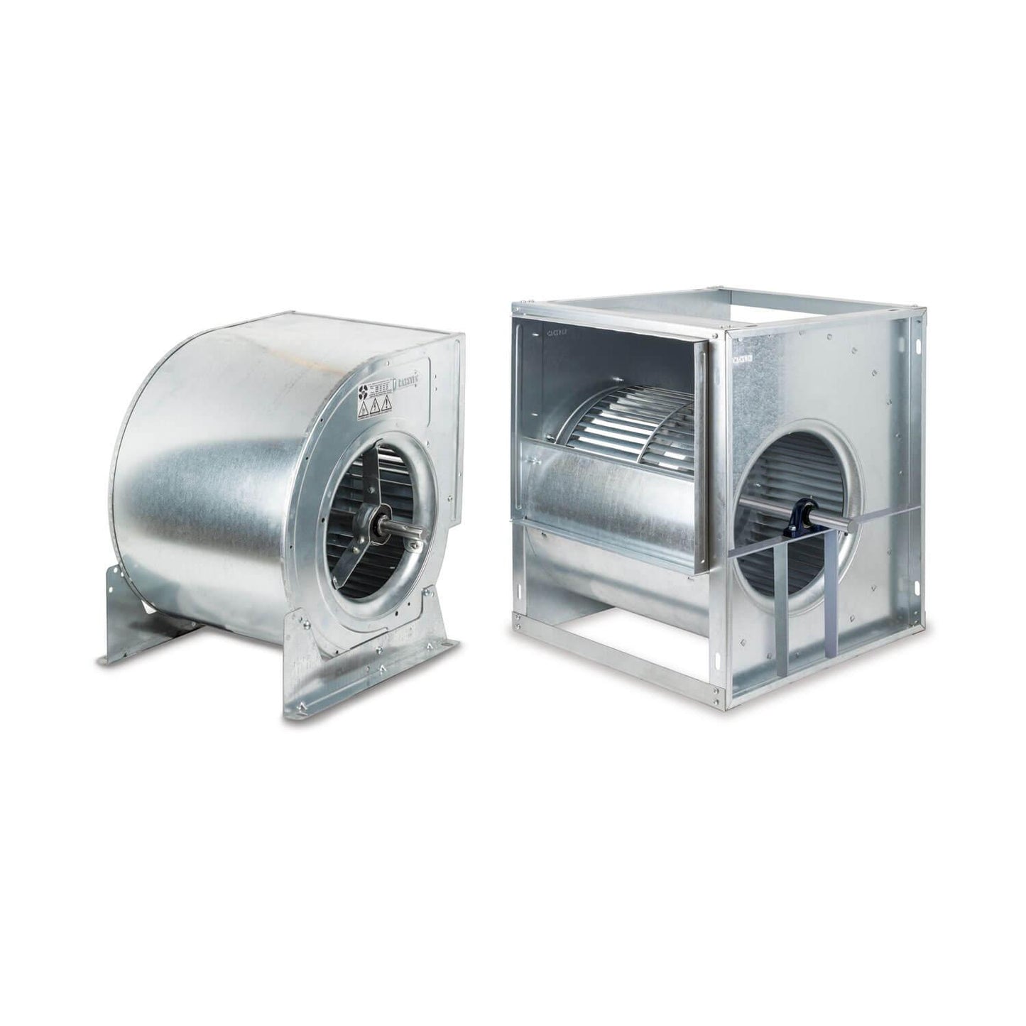 Ventiladores Centrífugos de Doble Aspiración sin Motor, con Salida de Eje por Ambos Lados y Turbina Metálica con Álabes hacia Delante
