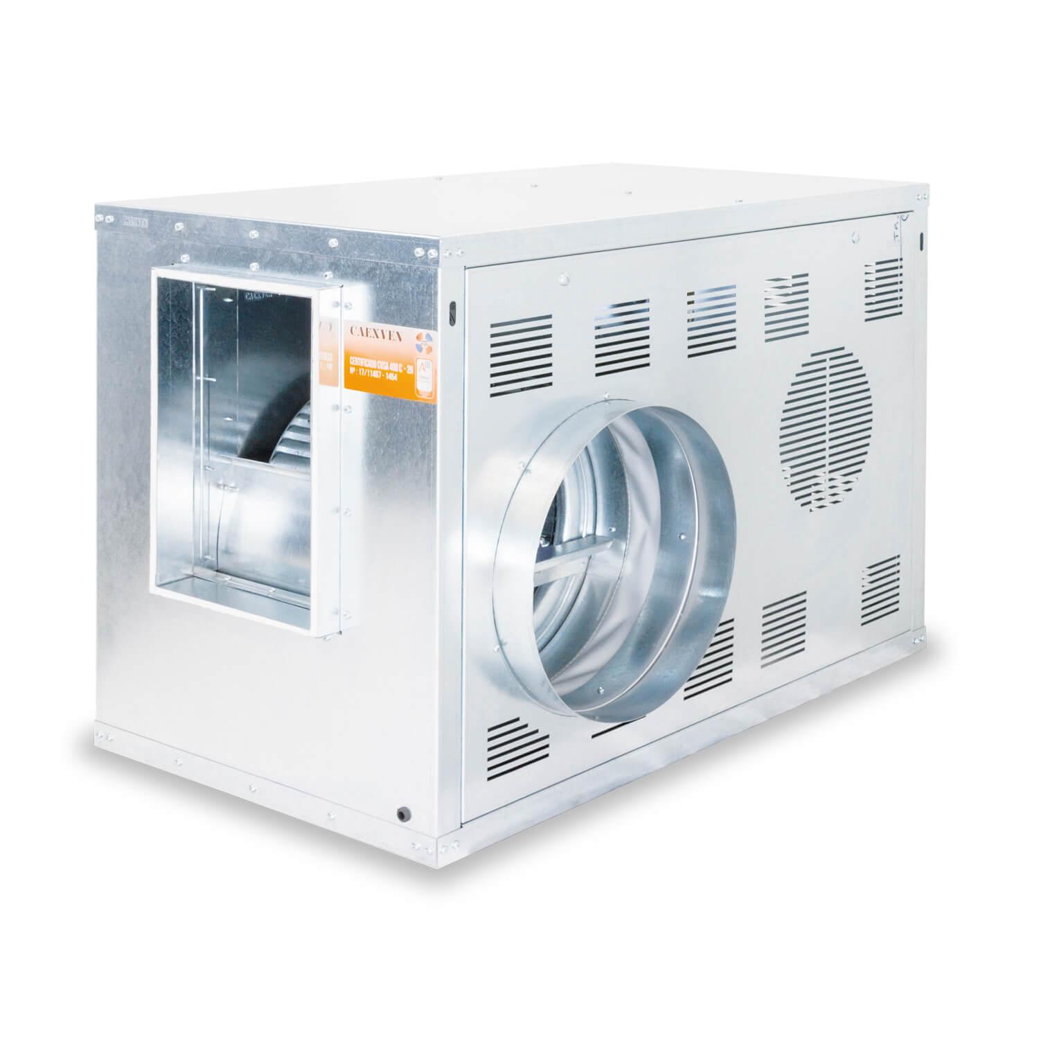 Unidad de ventilación 400º C/2h, con motor a transmisión y ventilador de simple aspiración para actuar en el exterior de las zonas de riesgo de incendio