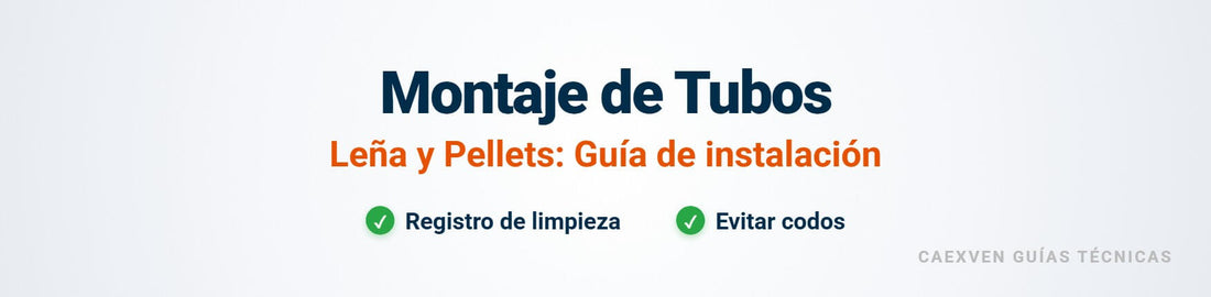 Guía de montaje de tubos para chimeneas y estufas de leña y pellets con registro de limpieza y criterios de instalación