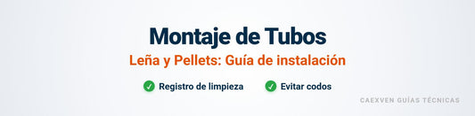 Guía de montaje de tubos para chimeneas y estufas de leña y pellets con registro de limpieza y criterios de instalación