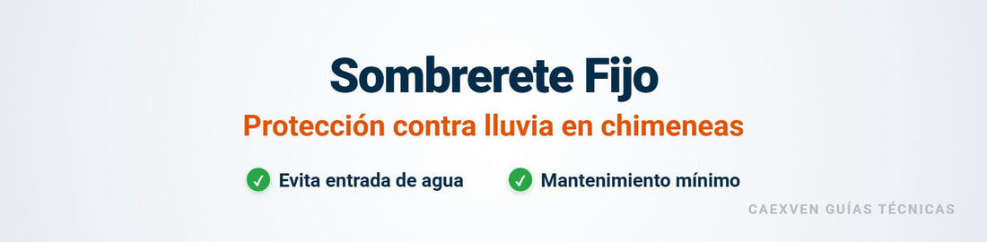 Sombrerete fijo para chimenea que protege la salida del conducto frente a la entrada de lluvia y humedades