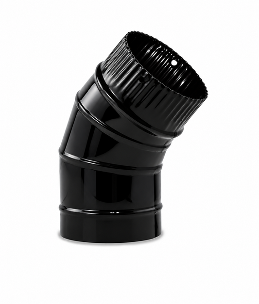 Codo de Sectores para chimeneas en Acero Negro Vitrificado - Ángulo 45º - Serie lisa