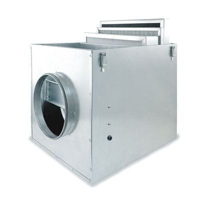 FILVENT Caja Portafiltros de Acero Galvanizado con Ventilador Incorporado para Filtros de Panel