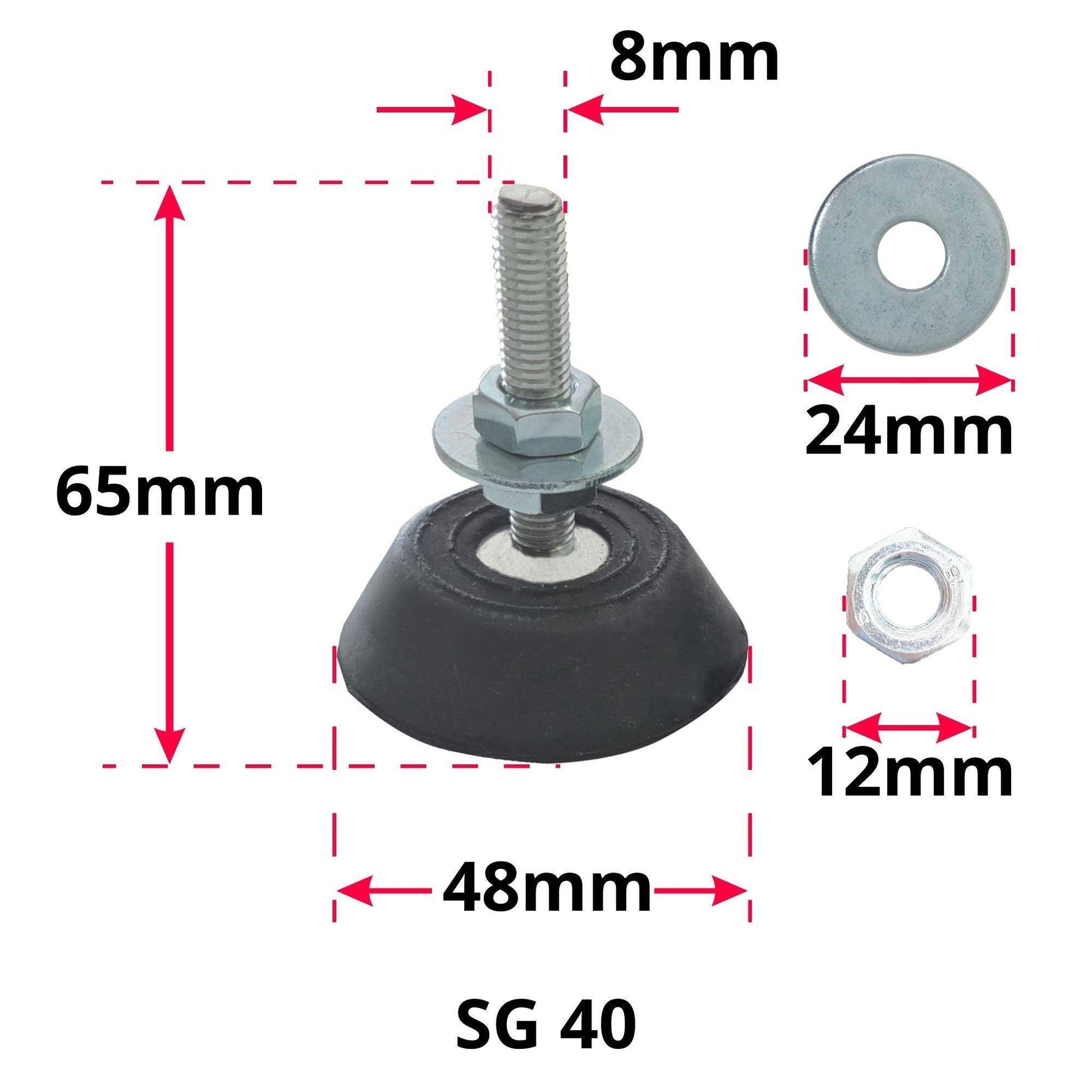 Silentblock de Goma para Aire Acondicionado Exterior - Amortiguador de Vibraciones M8, Pies Antivibración para Montaje en Suelo