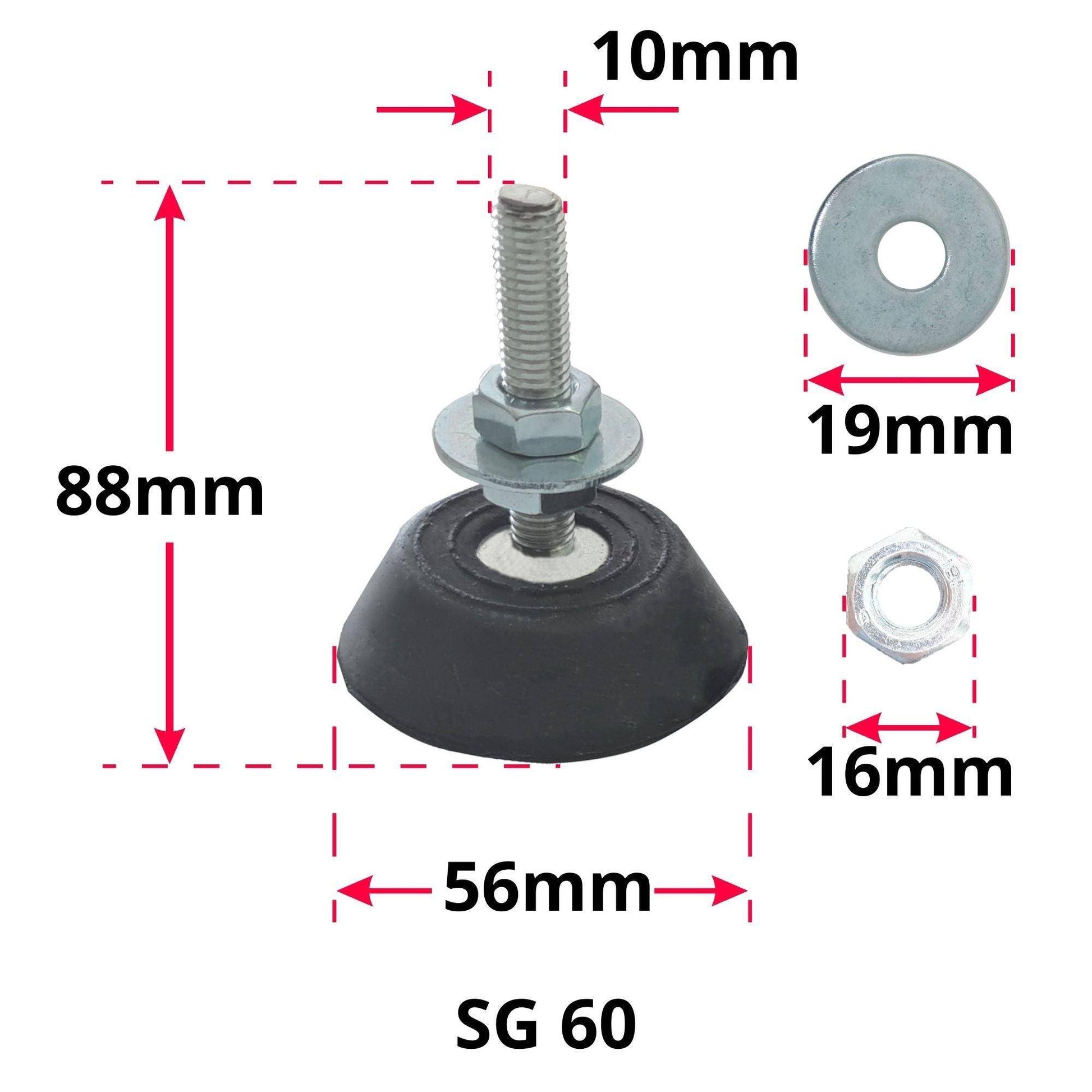 Silentblock de Goma para Aire Acondicionado Exterior - Amortiguador de Vibraciones M8, Pies Antivibración para Montaje en Suelo