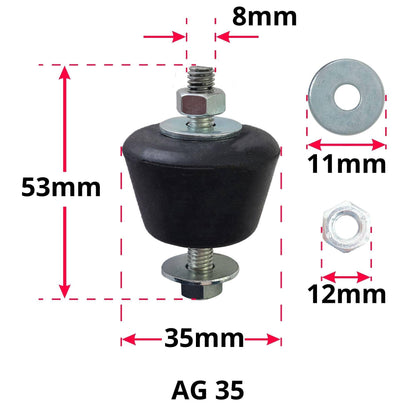 Kit de 4 Silentblocks de Goma para Aire Acondicionado Exterior - Amortiguador de Vibraciones M8, Pies Antivibración para Montaje en Soporte