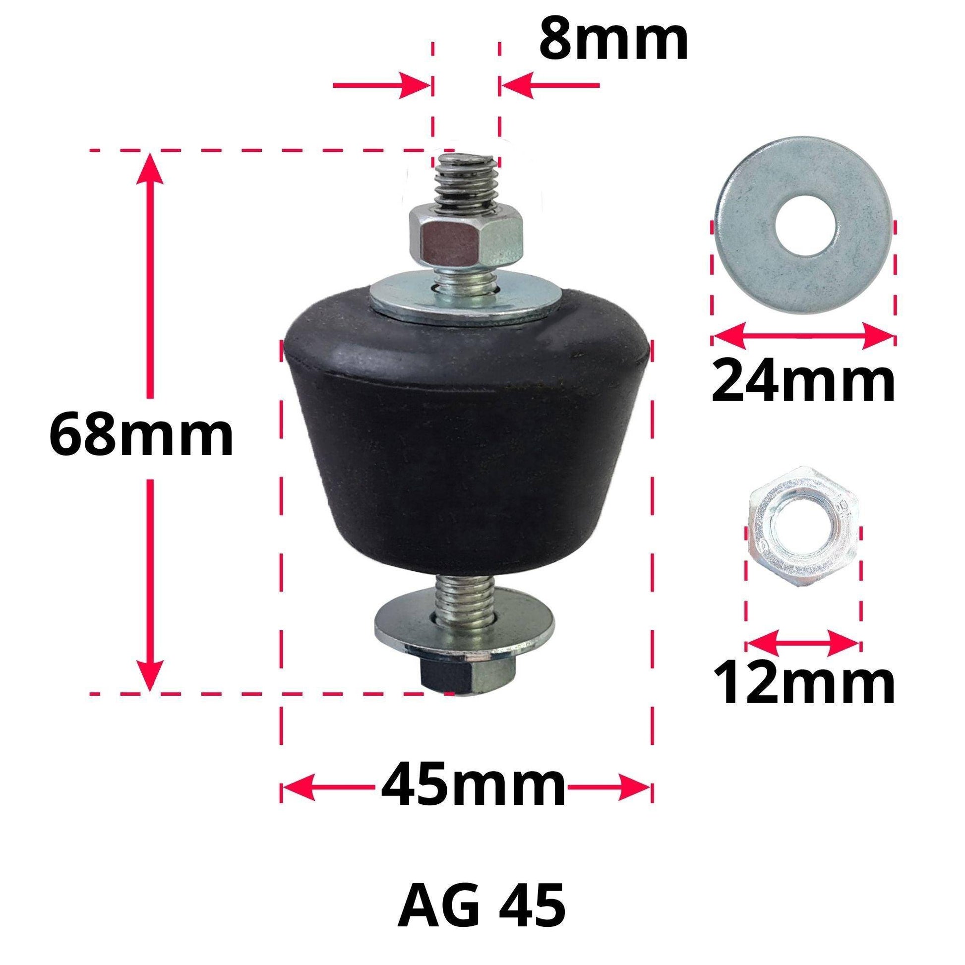 Kit de 4 Silentblocks de Goma para Aire Acondicionado Exterior - Amortiguador de Vibraciones M8, Pies Antivibración para Montaje en Soporte