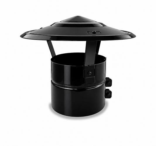Sombrerete Fijo para chimeneas en Acero pintado en Negro - Serie lisa