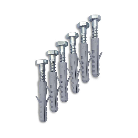 Blister 6 Tirafondos 10x45 mm + 6 Tacos de Nylon de 12 mm