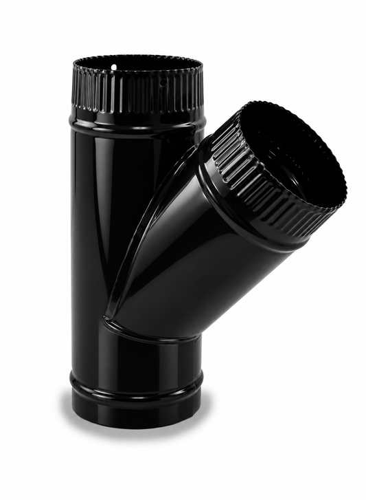 TE para chimeneas en Acero Negro Vitrificado (M-M-H) - Ángulo 45º - Serie Lisa