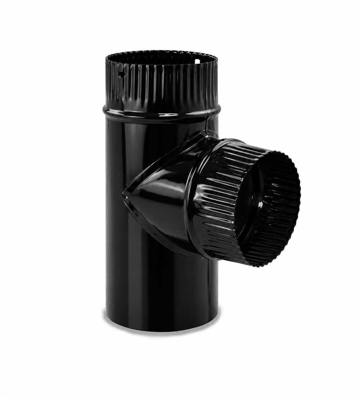 TE para chimeneas en Acero Negro Vitrificado (M-M-H) - Ángulo 90º - Serie lisa