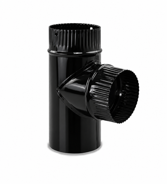 TE para chimeneas en Acero Negro Vitrificado (M-M-H) - Ángulo 90º - Serie lisa