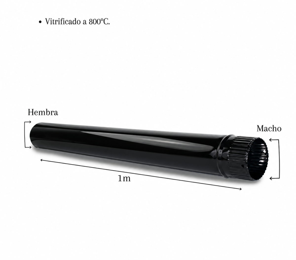 Tubo para chimeneas en Acero Negro Vitrificado Longitud 1 m - Serie lisa