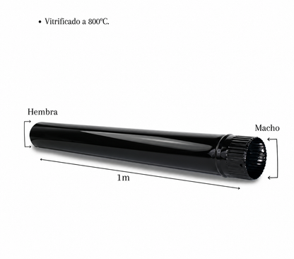 Tubo para chimeneas en Acero Negro Vitrificado Longitud 1 m - Serie lisa