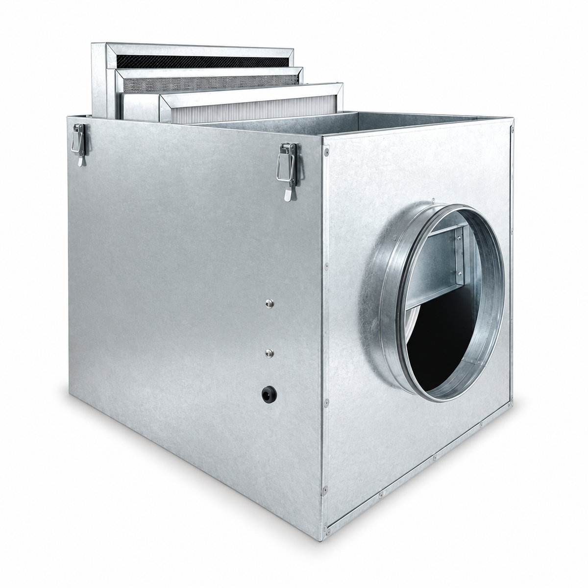FILVENT Caja Portafiltros de Acero Galvanizado con Ventilador Incorporado para Filtros de Panel