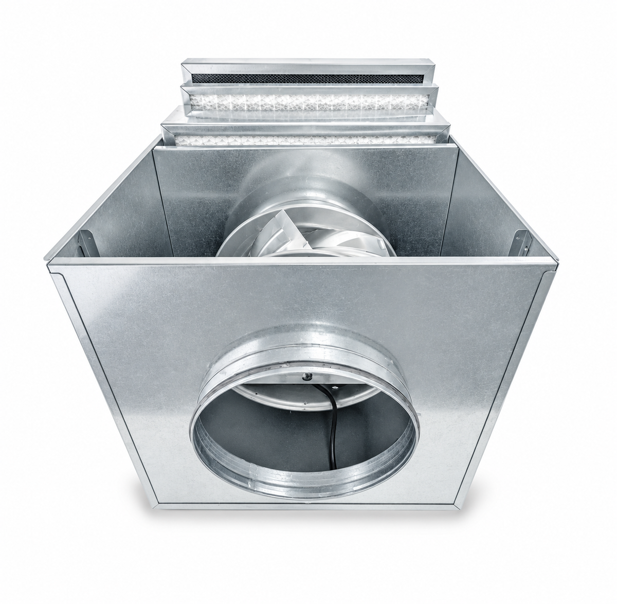 FILVENT Caja Portafiltros de Acero Galvanizado con Ventilador Incorporado para Filtros de Panel