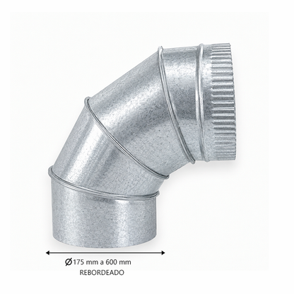 Codo de Sectores para chimeneas en Acero Galvanizado - Ángulo 90º - Serie lisa