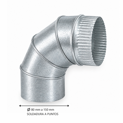 Codo de Sectores para chimeneas en Acero Galvanizado - Ángulo 90º - Serie lisa