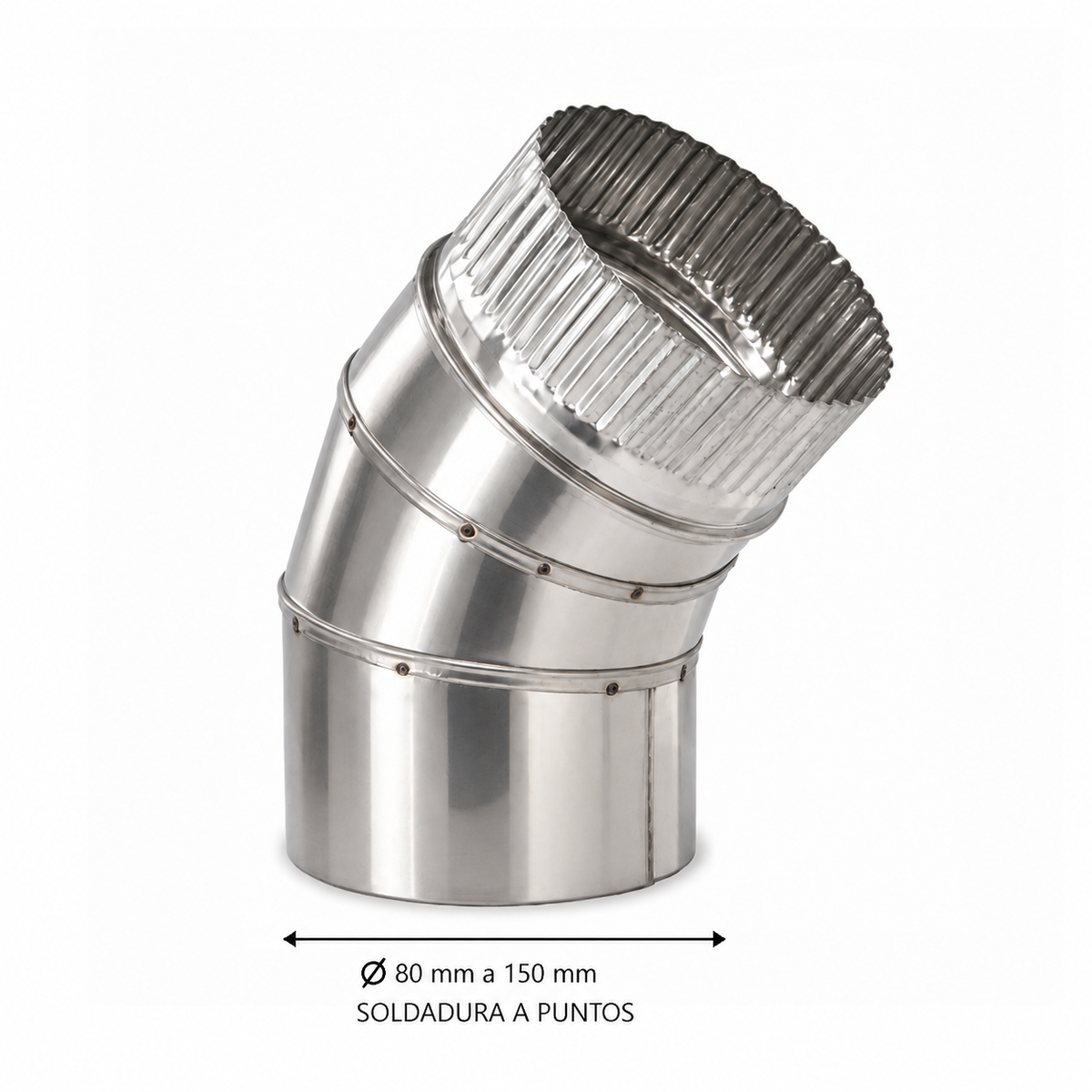 Codo de Sectores para chimeneas en Acero Inoxidable - Ángulo 45º - Serie lisa