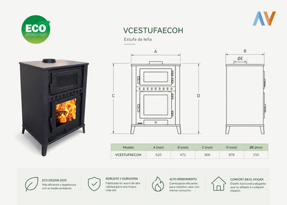Estufa de Leña con Horno ECODESIGN