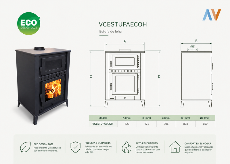 Estufa de Leña con Horno ECODESIGN