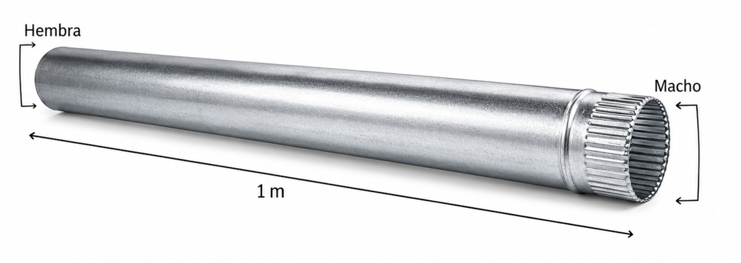 Tubo para chimeneas en Acero Galvanizado Longitud 1 m - Serie lisa