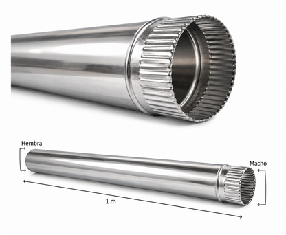 Tubo para chimeneas en Acero Inoxidable Longitud 1 m - Serie lisa