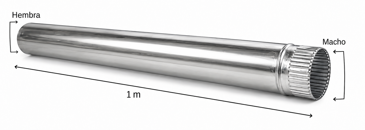 Tubo para chimeneas en Acero Inoxidable Longitud 1 m - Serie lisa