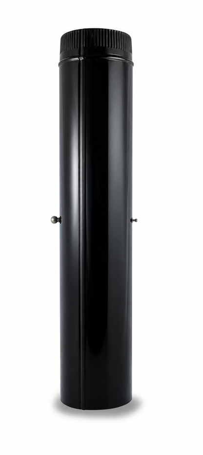 Tubo con Llave Reguladora para chimeneas en Acero Negro Vitrificado Longitud 1 m - Serie lisa