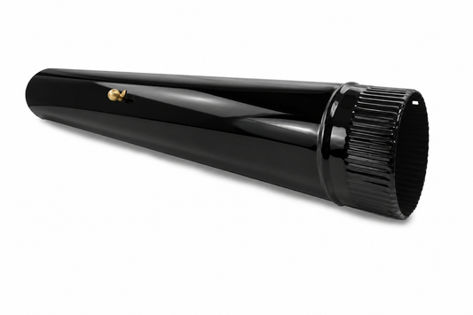 Tubo con Llave Reguladora para chimeneas en Acero Negro Vitrificado Longitud 1 m - Serie lisa