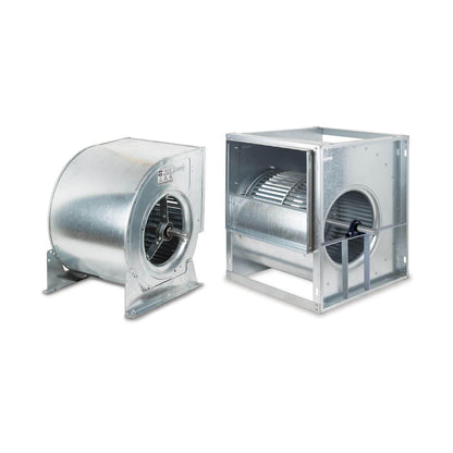 Ventiladores Centrífugos de Doble Aspiración sin Motor, con Salida de Eje por Ambos Lados y Turbina Metálica con Álabes hacia Delante