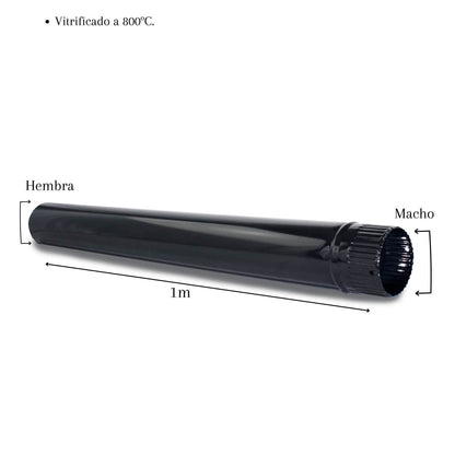 Tubo para chimeneas en Acero Negro Vitrificado Longitud 1 m - Serie lisa