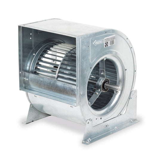 Ventiladores Centrífugos de Doble Aspiración sin Motor, con Salida de Eje por Ambos Lados y Turbina Metálica con Álabes hacia Delante